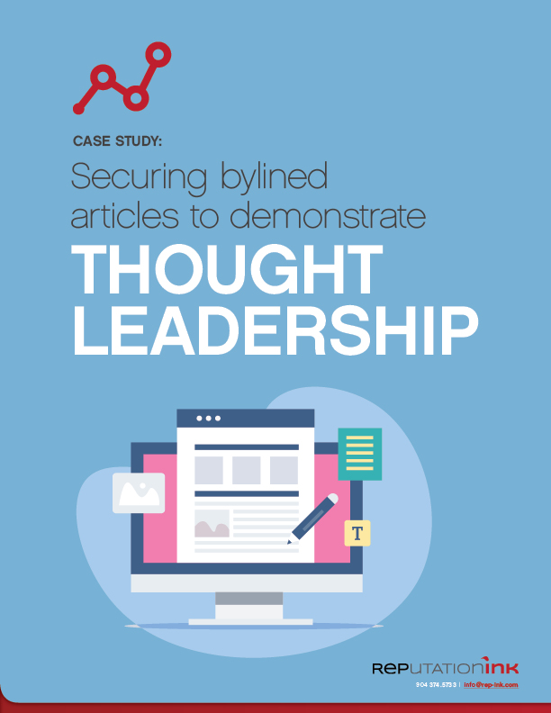 Securing bylined articles to demonstrate thought leadership